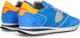 Philippe Model Blauw Oranje Leren Sneakers met Contrast Kraag Blue Heren - Thumbnail 3