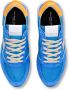 Philippe Model Blauw Oranje Leren Sneakers met Contrast Kraag Blue Heren - Thumbnail 4