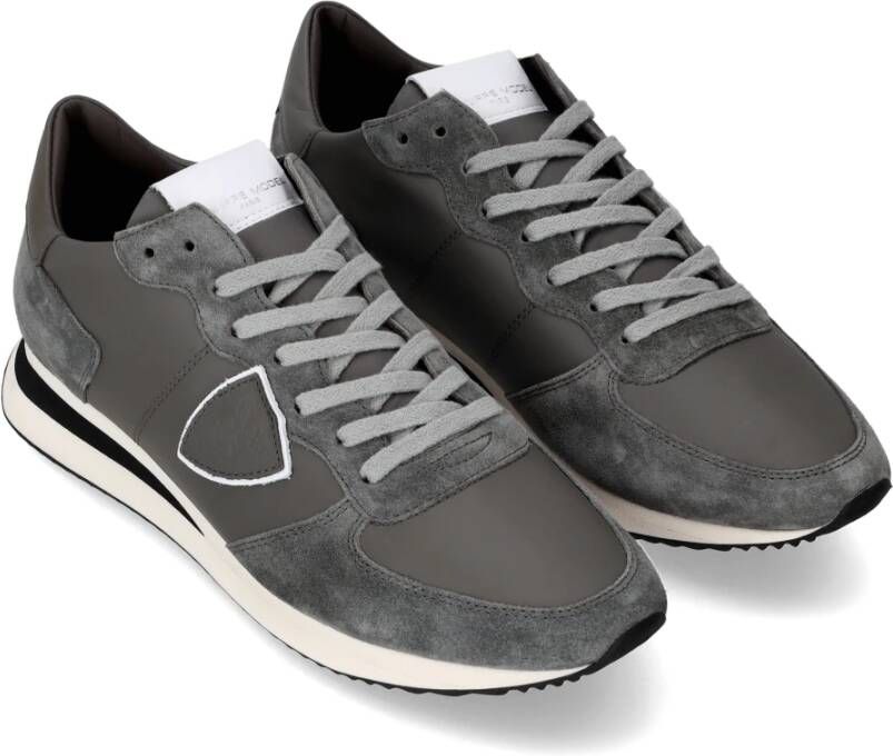 Philippe Model Lage Top Sneakers met Golvende Inzetstukken Gray Heren