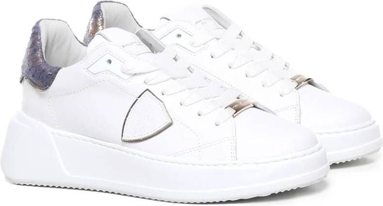 Philippe Model Sneakers van kalfsleer met metallic hiel White Dames