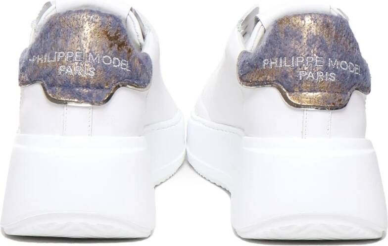 Philippe Model Sneakers van kalfsleer met metallic hiel White Dames