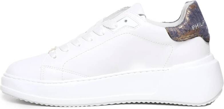 Philippe Model Sneakers van kalfsleer met metallic hiel White Dames