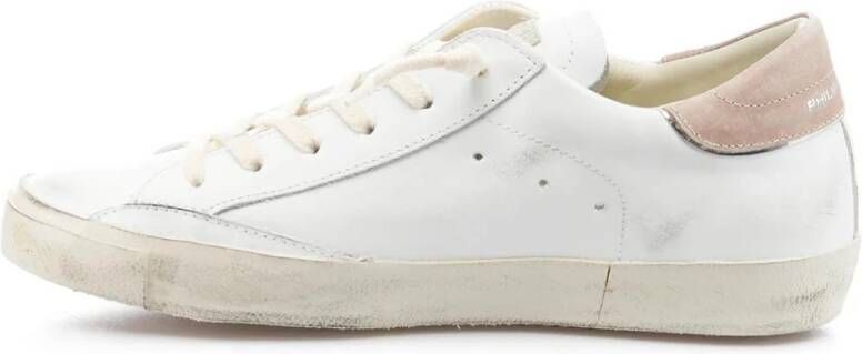 Philippe Model Witte Lage Sneakers van Leer voor Dames Wit Dames