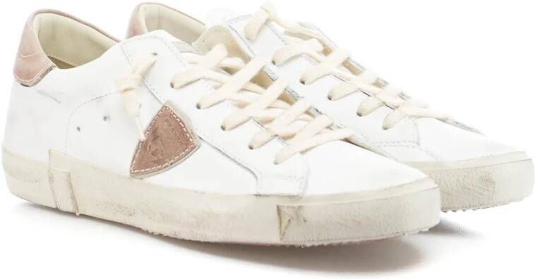 Philippe Model Witte Lage Sneakers van Leer voor Dames Wit Dames