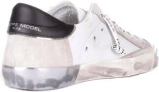 Philippe Model Witte leren sneakers voor dames met suède details Wit Dames