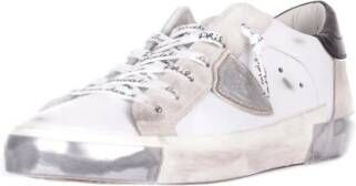 Philippe Model Witte leren sneakers voor dames met suède details Wit Dames