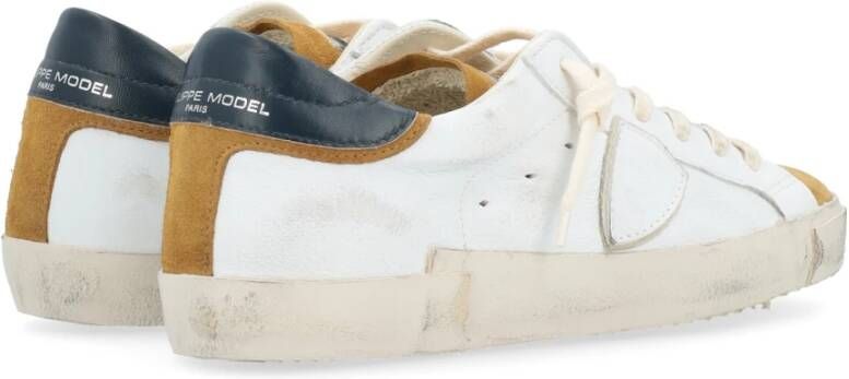 Philippe Model Paris X Witte Sneakers met Mosterd Details Wit Heren