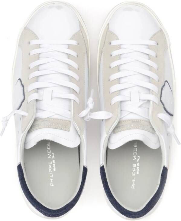 Philippe Model Paris X Witleren Sneaker met Blauwe Details Wit Heren