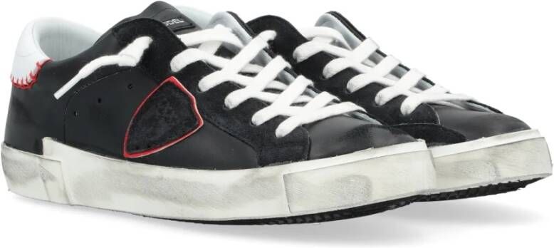 Philippe Model Paris X Leren Sneakers in Zwart en Rood Zwart Heren