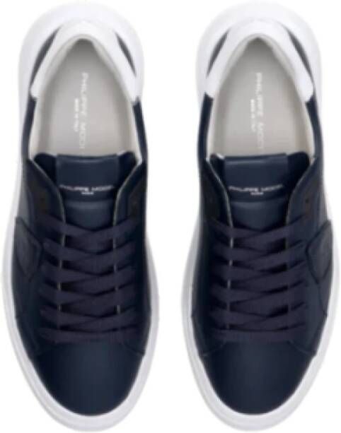 Philippe Model Stedelijke Leren Sneaker met Contrast Kraag Black Heren