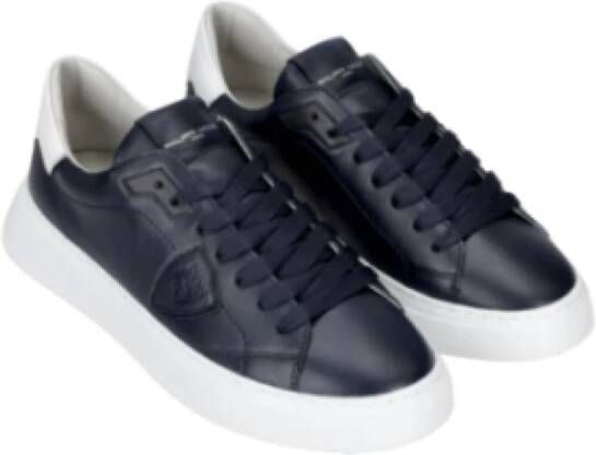 Philippe Model Stedelijke Leren Sneaker met Contrast Kraag Black Heren