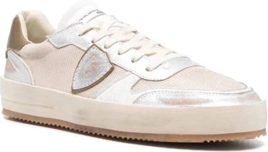 Philippe Model Stijlvolle Lage Sneakers voor Mannen Beige Heren