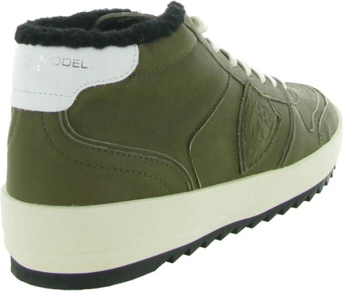 Philippe Model Stijlvolle Mid-Top Schoenen Green Heren