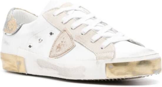 Philippe Model Witte Denim Leren Sneakers White Dames