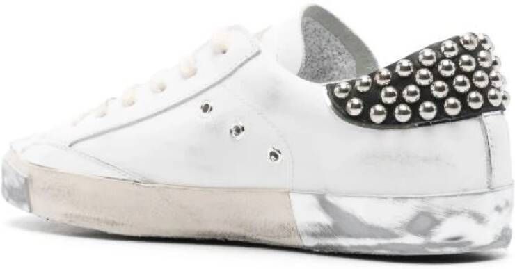 Philippe Model Studded Wit Leren Platte Schoenen White Dames