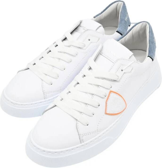 Philippe Model Temple Low Lime Blanc Denim Sneakers White Heren