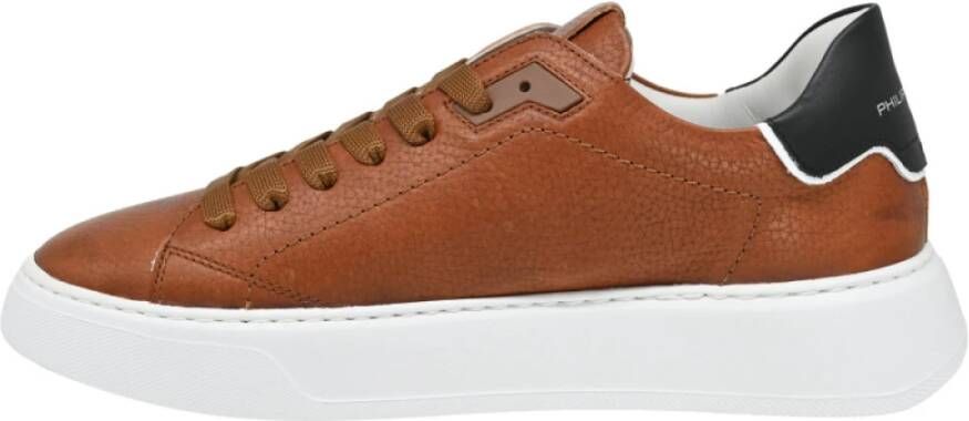 Philippe Model Temple Low Sneakers in Cognac Brown Heren