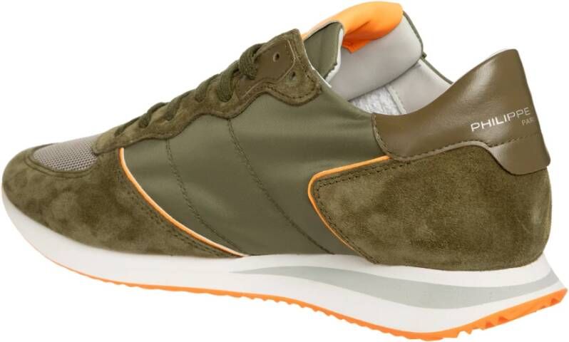 Philippe Model Leren Vetersluiting Sneakers Groen Heren