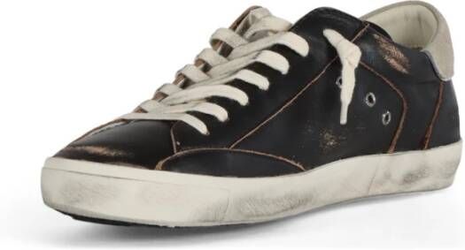 Philippe Model Vintage Leren Sneakers Black Heren