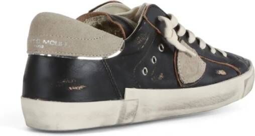 Philippe Model Vintage Leren Sneakers Black Heren