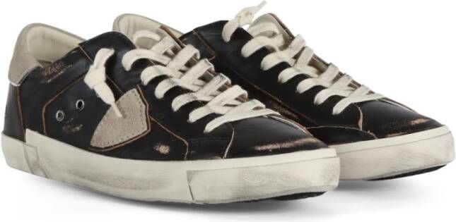 Philippe Model Vintage Leren Sneakers Black Heren