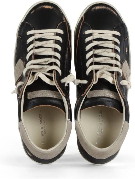 Philippe Model Vintage Leren Sneakers Black Heren