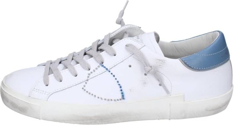 Philippe Model Vintage Leren Sneakers voor Mannen White Heren