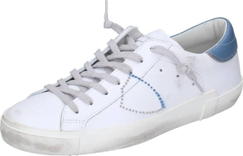 Philippe Model Vintage Leren Sneakers voor Mannen White Heren