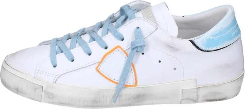 Philippe Model Vintage Leren Sneakers voor Mannen White Heren