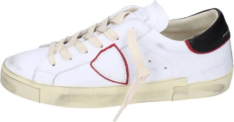 Philippe Model Vintage Leren Sneakers voor Mannen White Heren