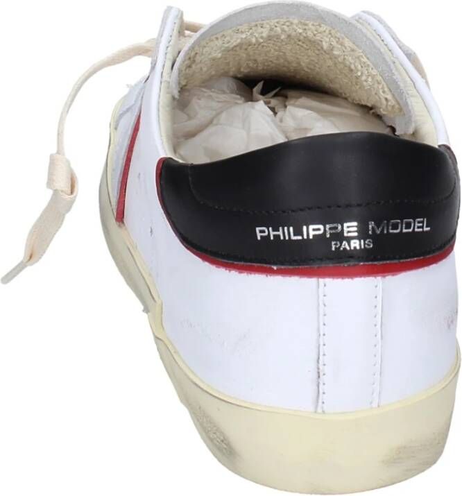 Philippe Model Vintage Leren Sneakers voor Mannen White Heren