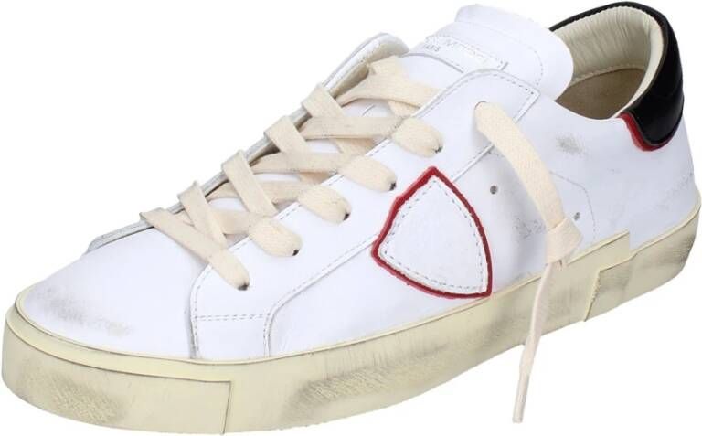 Philippe Model Vintage Leren Sneakers voor Mannen White Heren