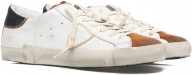 Philippe Model Vintage Leren Sneakers voor Mannen White Heren