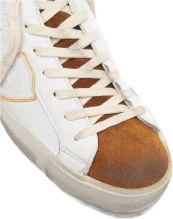 Philippe Model Vintage Leren Sneakers voor Mannen White Heren