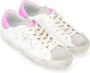 Philippe Model Vintage Sneaker in wit en fluorescerend roze White Dames - Thumbnail 2