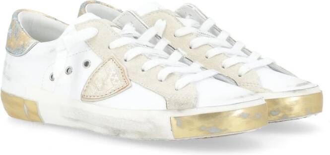 Philippe Model Vintage Sneaker in wit goud blauw White Dames