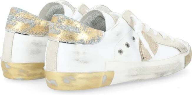 Philippe Model Vintage Sneaker in wit goud blauw White Dames