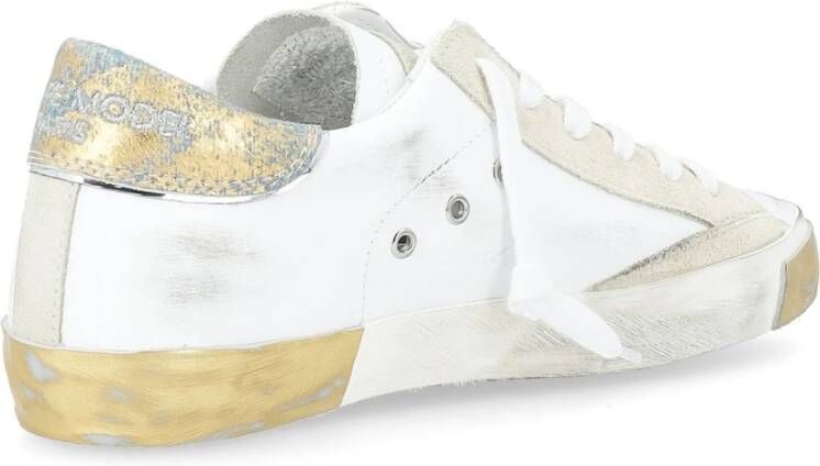 Philippe Model Vintage Sneaker in wit goud blauw White Dames