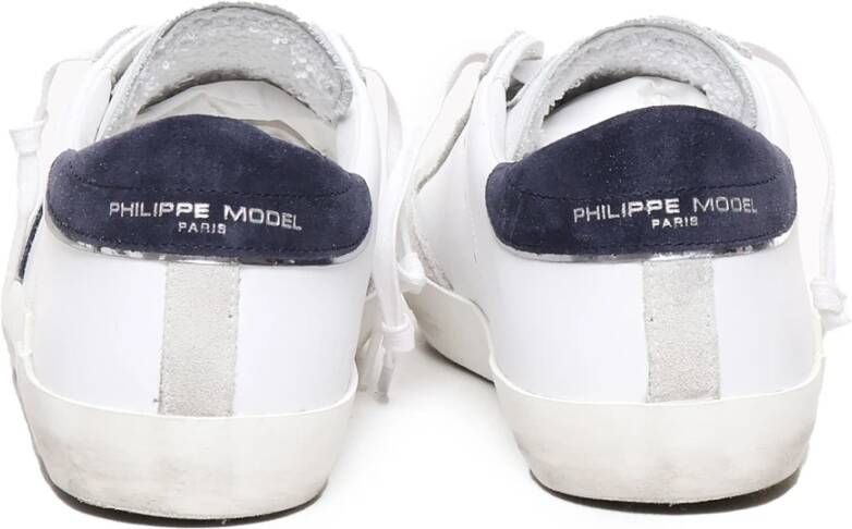 Philippe Model Wit Blauw Lage Kalfsleren Sneakers White Heren