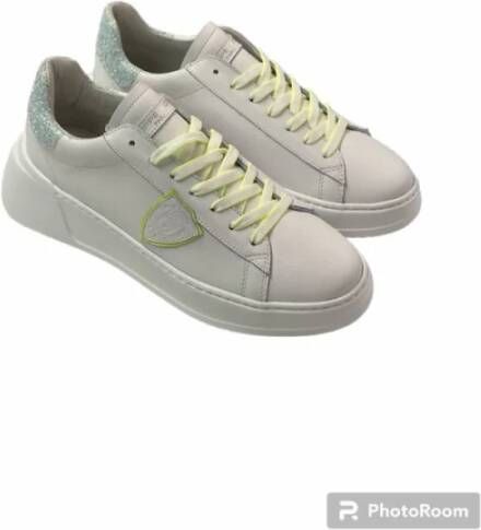 Philippe Model Wit Geel Glitter Sneakers Gray Dames