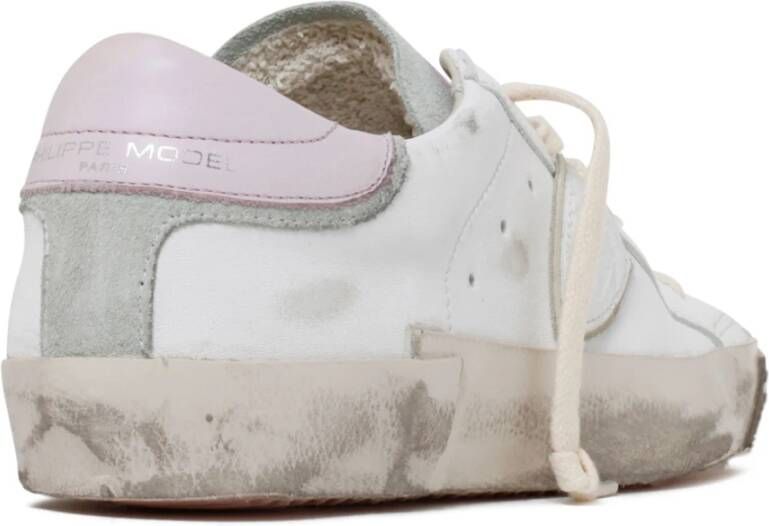 Philippe Model Wit Roze Logo Patch Sneakers White Dames