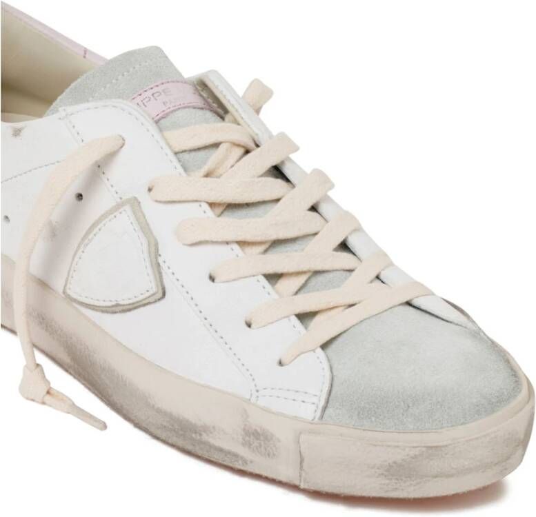 Philippe Model Wit Roze Logo Patch Sneakers White Dames