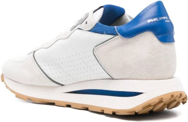 Philippe Model Witte en Blauwe Rubberen Sneaker Multicolor Heren