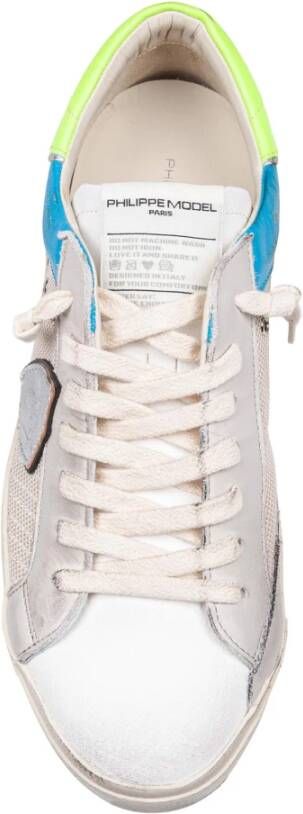 Philippe Model Witte en gele sneakers van leer Multicolor Heren