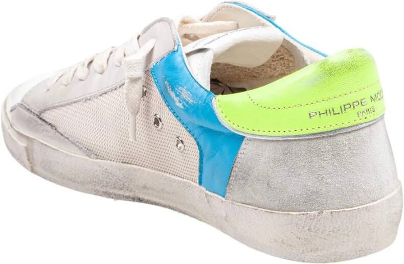 Philippe Model Witte en gele sneakers van leer Multicolor Heren