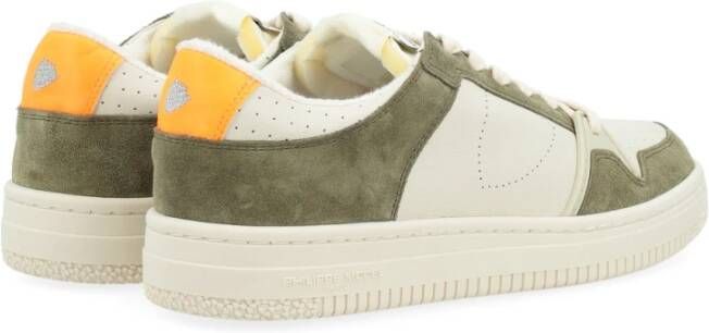 Philippe Model Witte en groene leren sneaker La Grande Multicolor Heren