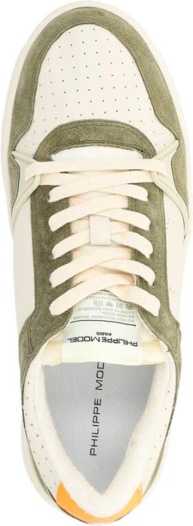 Philippe Model Witte en groene leren sneaker La Grande Multicolor Heren