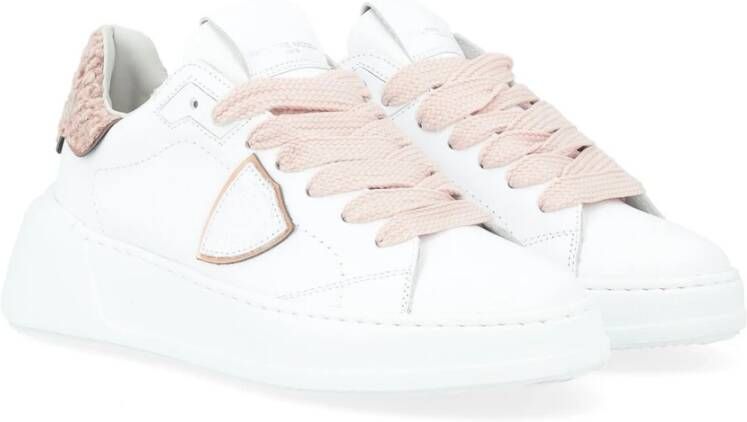 Philippe Model Witte en roze geweven sneaker White Dames