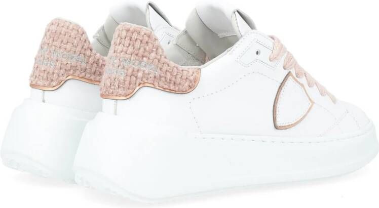 Philippe Model Witte en roze geweven sneaker White Dames