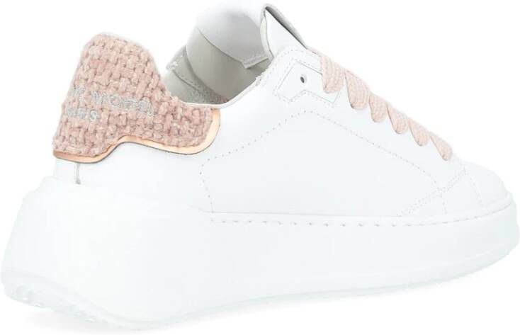 Philippe Model Witte en roze geweven sneaker White Dames